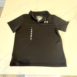 Boys XL black heat gear Under Armour polo NWT